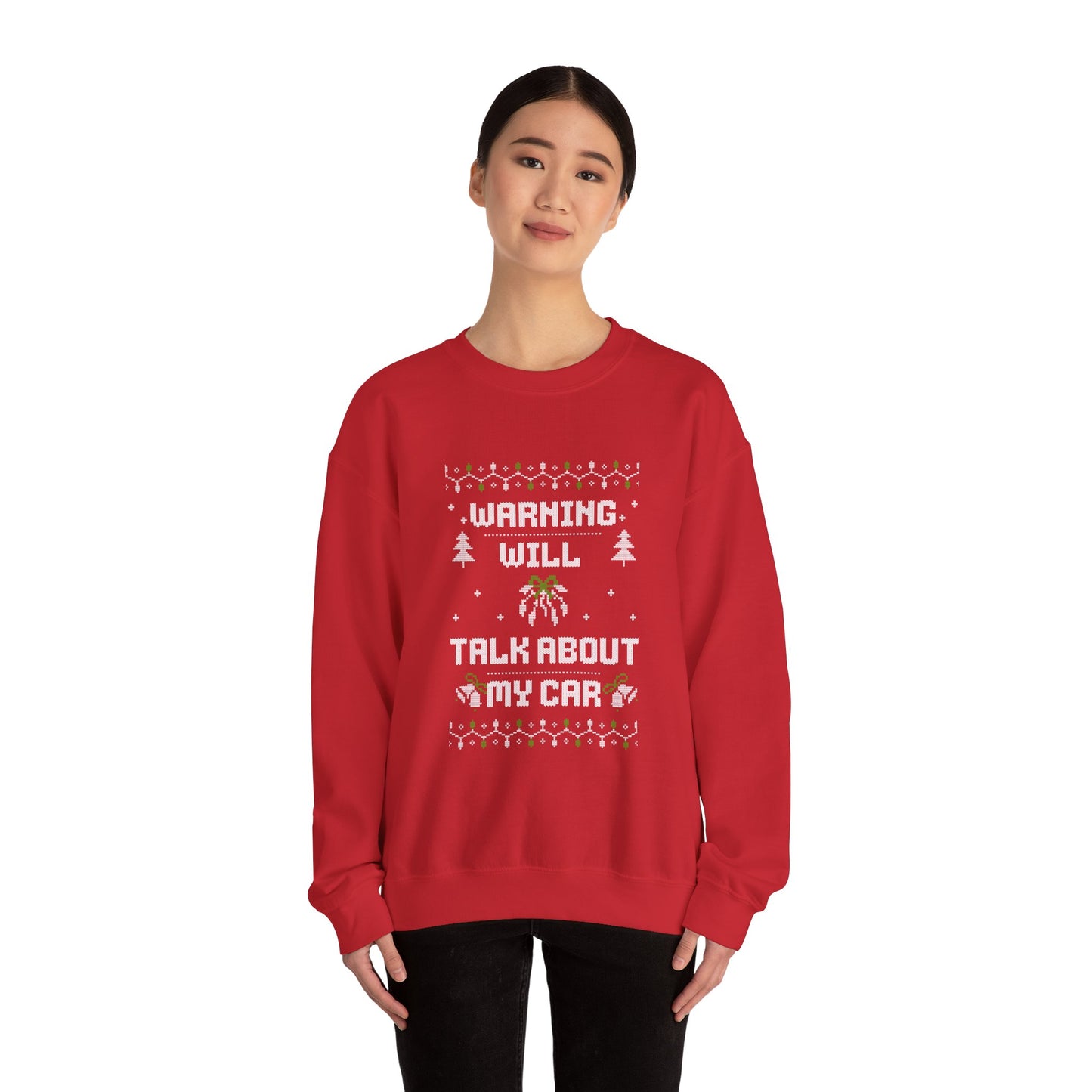 "Warning: Will Talk About My Car" Ugly Christmas Sweater