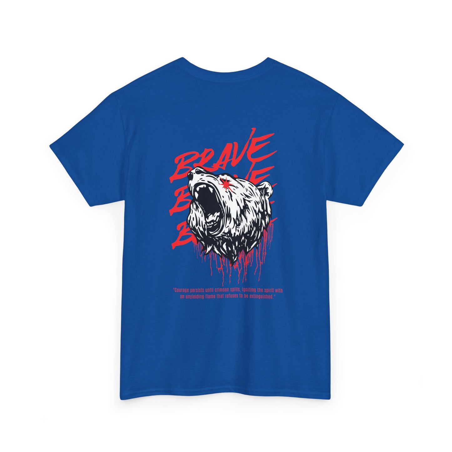'Brave' Red & White Roaring Bear Streetwear T‑Shirt