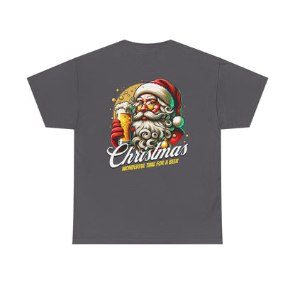 Christmas Beer T-Shirt — "Christmas: Wonderful Time for a Beer" Holiday Tee