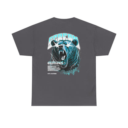 Graphic Tee — Retro Neon Roaring Bear "Screamo" Back Print