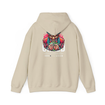 Hoodie — 'Greed' Graphic Back with Wild Heart Chest Logo