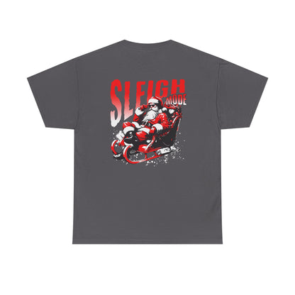 Sleigh Mode T-Shirt — Santa on Motorcycle Christmas Tee