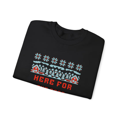 Holiday Sweatshirt – “Here For The Food Not The Family” Funny Christmas Crewneck