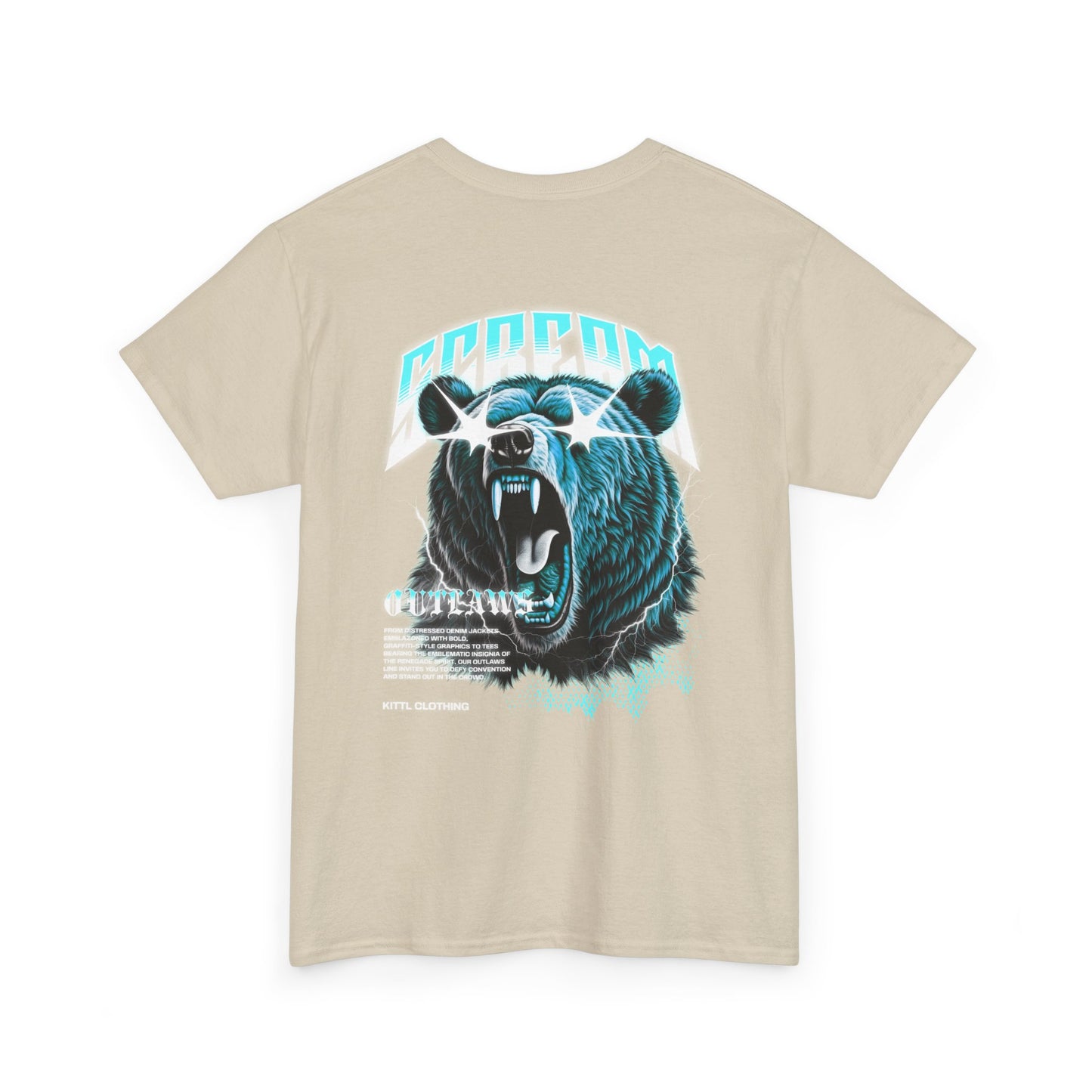 Graphic Tee — Retro Neon Roaring Bear "Screamo" Back Print