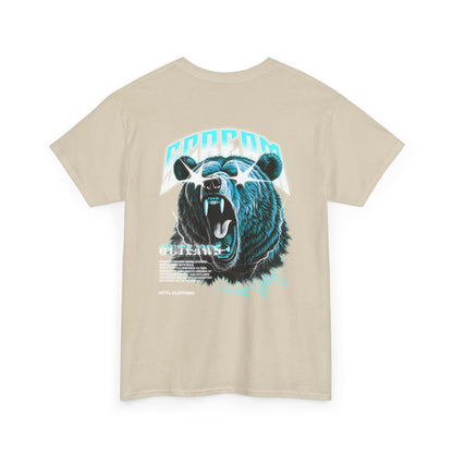 Graphic Tee — Retro Neon Roaring Bear "Screamo" Back Print