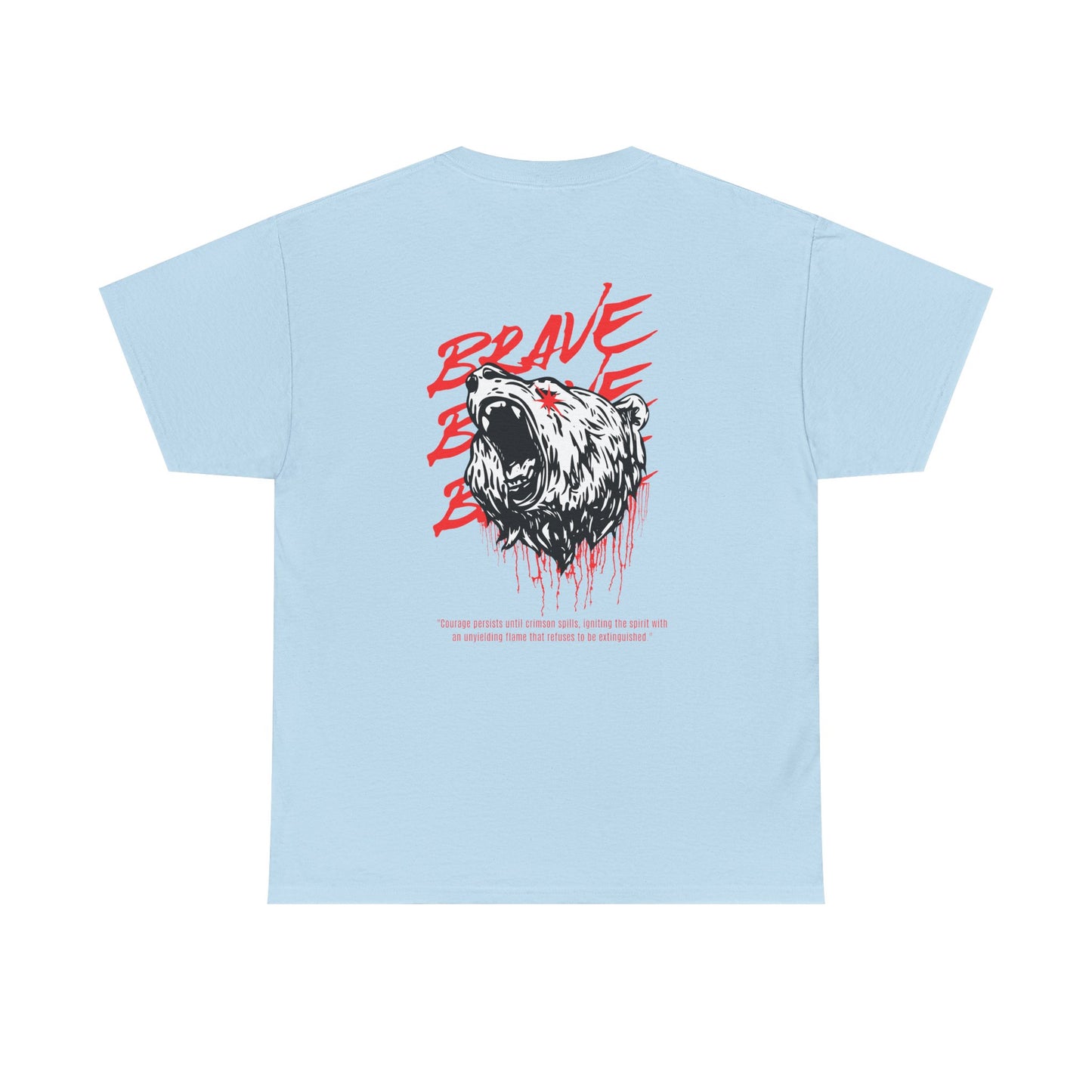 'Brave' Red & White Roaring Bear Streetwear T‑Shirt