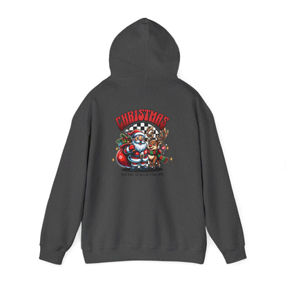 Christmas Racing Santa Hoodie - Festive Santa, Reindeer & Gifts Holiday Pullover