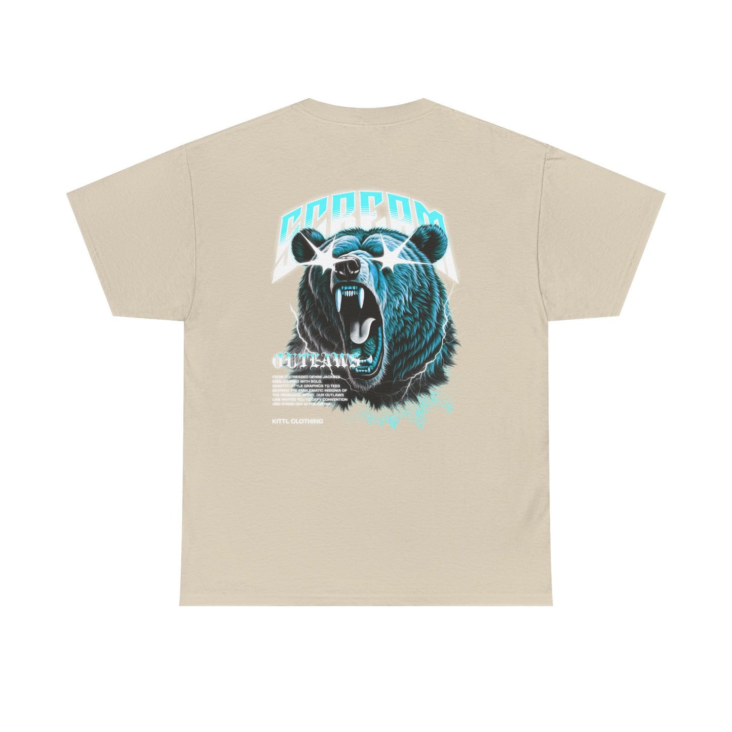 Graphic Tee — Retro Neon Roaring Bear "Screamo" Back Print