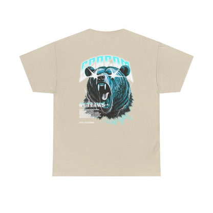 Graphic Tee — Retro Neon Roaring Bear "Screamo" Back Print