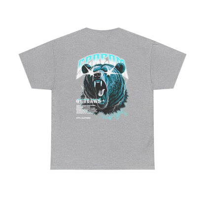 Graphic Tee — Retro Neon Roaring Bear "Screamo" Back Print