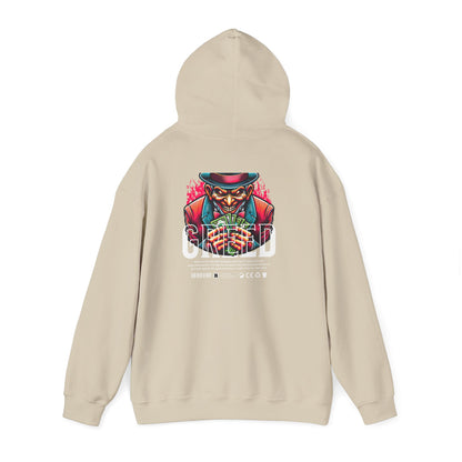 Hoodie — 'Greed' Graphic Back with Wild Heart Chest Logo