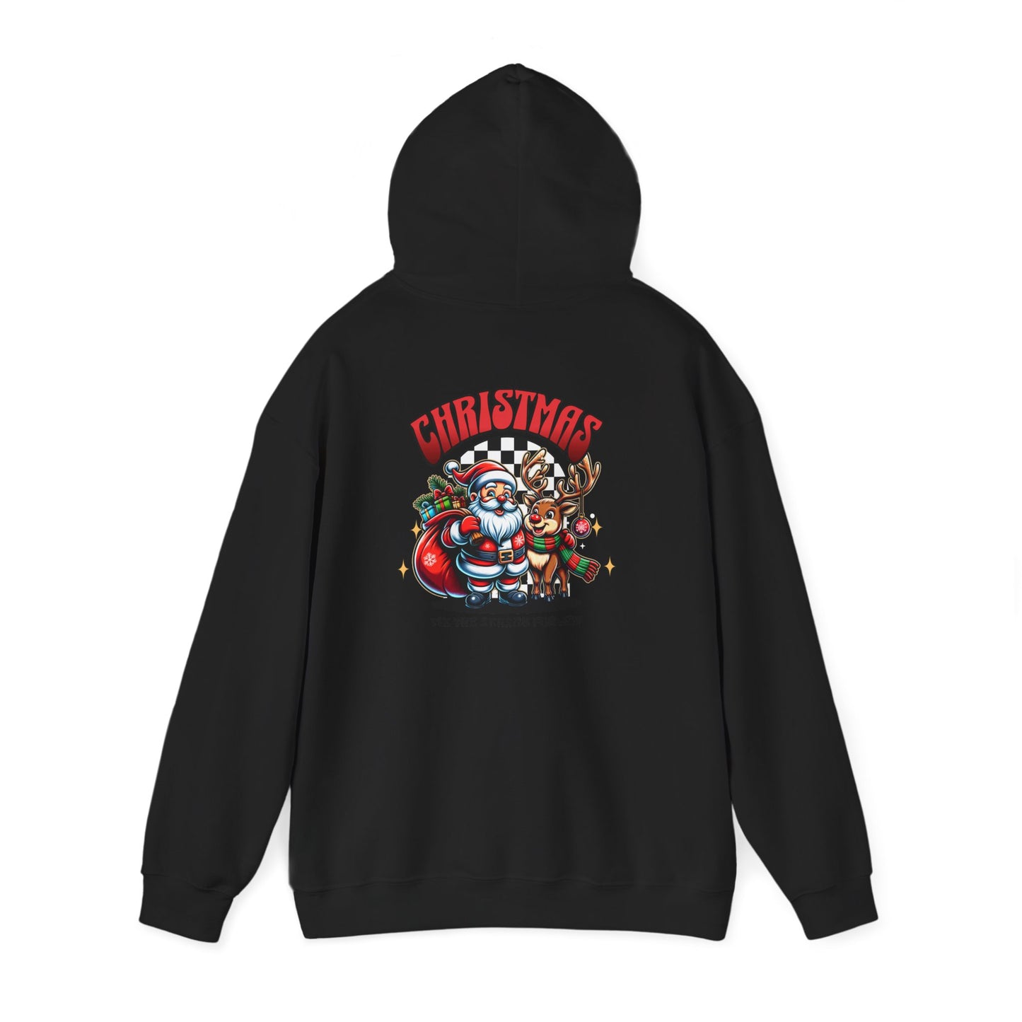Christmas Racing Santa Hoodie - Festive Santa, Reindeer & Gifts Holiday Pullover