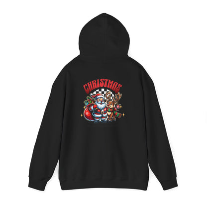 Christmas Racing Santa Hoodie - Festive Santa, Reindeer & Gifts Holiday Pullover