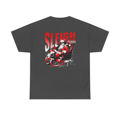 Sleigh Mode T-Shirt — Santa on Motorcycle Christmas Tee