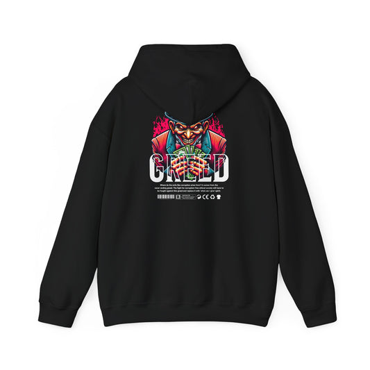 Hoodie — 'Greed' Graphic Back with Wild Heart Chest Logo