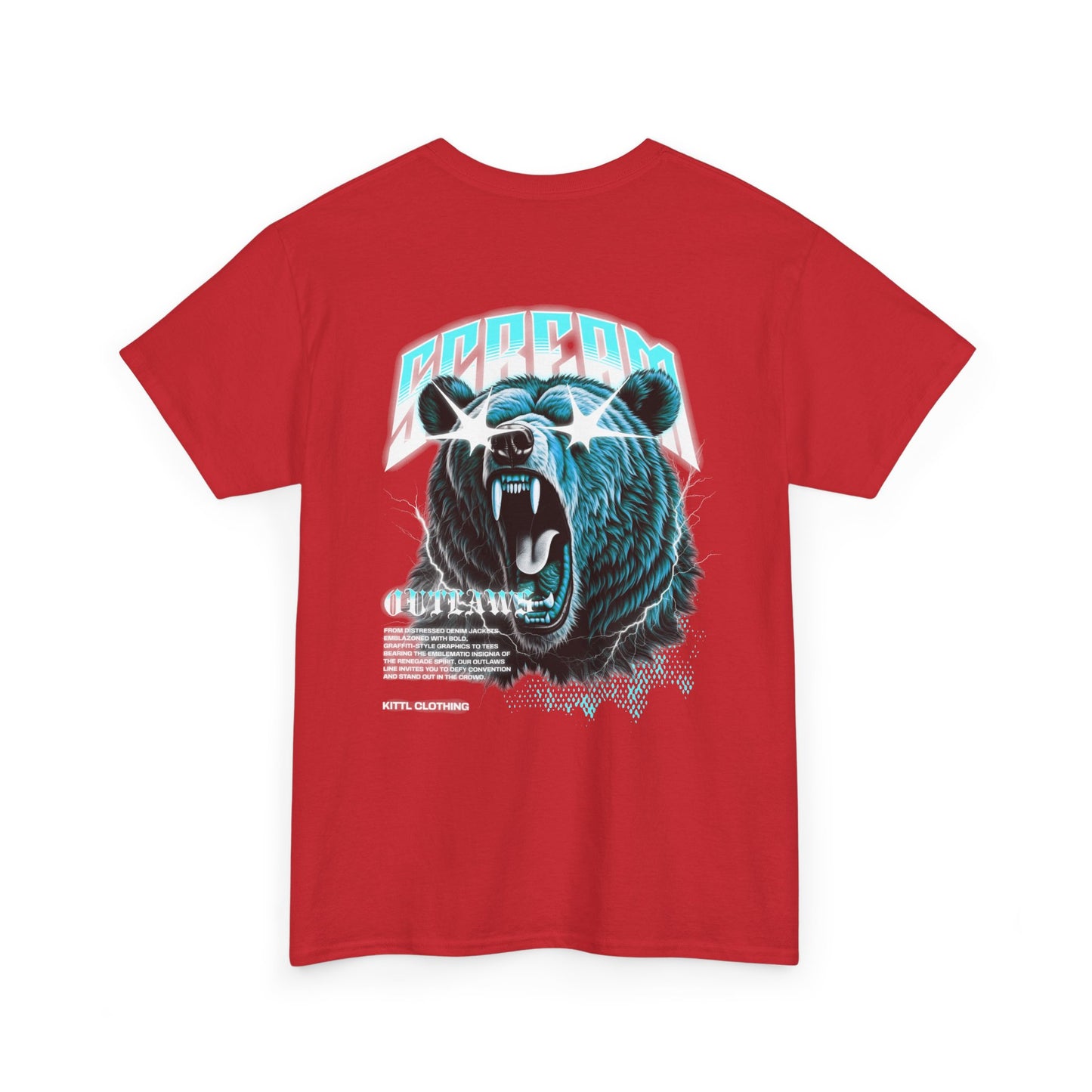Graphic Tee — Retro Neon Roaring Bear "Screamo" Back Print