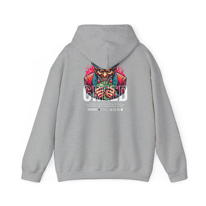Hoodie — 'Greed' Graphic Back with Wild Heart Chest Logo