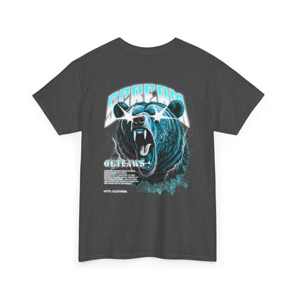 Graphic Tee — Retro Neon Roaring Bear "Screamo" Back Print