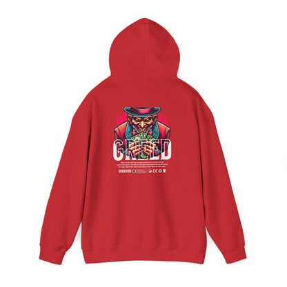 Hoodie — 'Greed' Graphic Back with Wild Heart Chest Logo