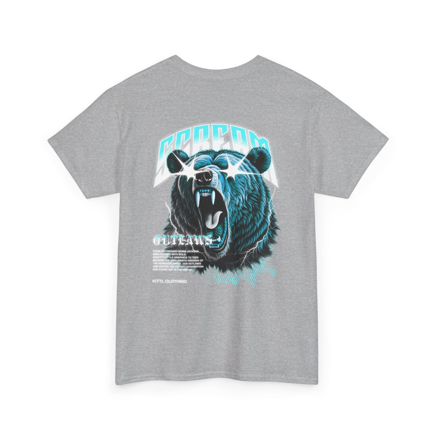 Graphic Tee — Retro Neon Roaring Bear "Screamo" Back Print