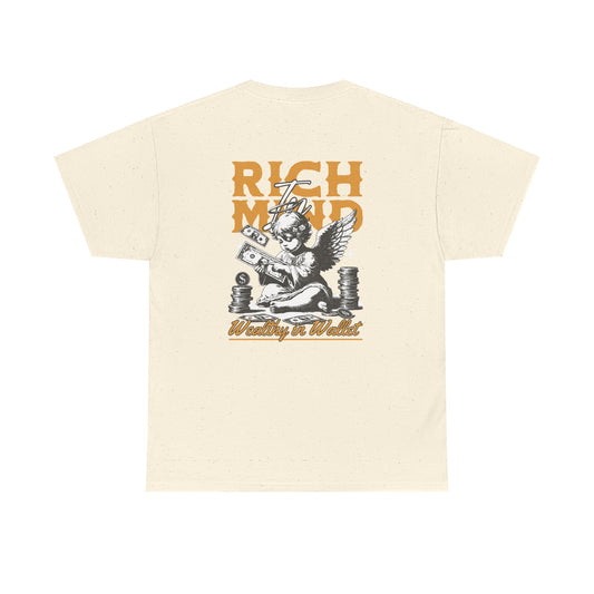 Rich Mind, Wealthy Wallet Tee — Graphic Angel Money Vintage Black T-Shirt