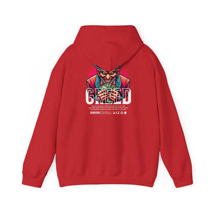 Hoodie — 'Greed' Graphic Back with Wild Heart Chest Logo