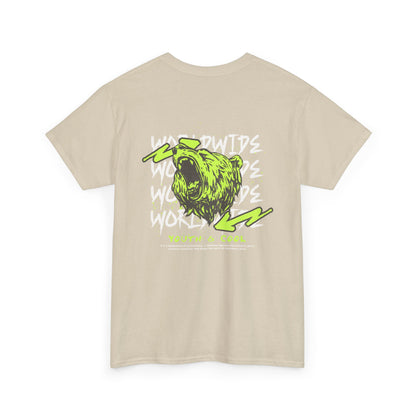 Bear Skull Graphic Tee — 'Worldwide Youth & Cool' Neon Streetwear T‑Shirt