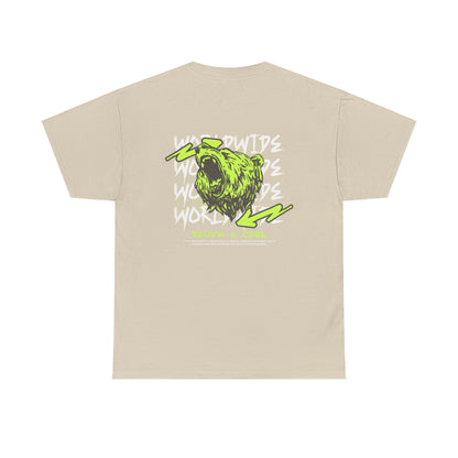 Bear Skull Graphic Tee — 'Worldwide Youth & Cool' Neon Streetwear T‑Shirt