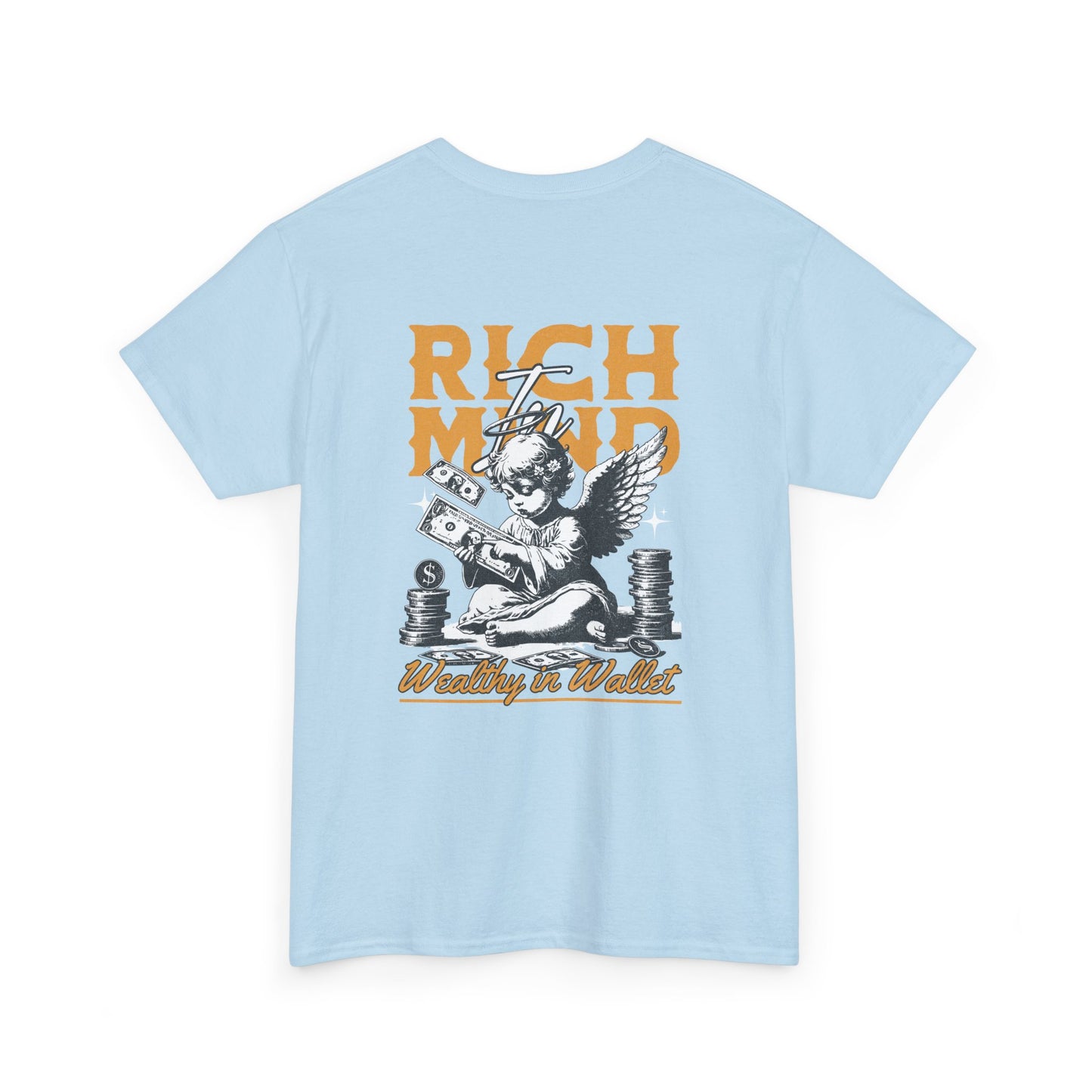 Rich Mind, Wealthy Wallet Tee — Graphic Angel Money Vintage Black T-Shirt