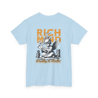 Rich Mind, Wealthy Wallet Tee — Graphic Angel Money Vintage Black T-Shirt