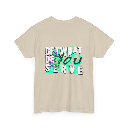 Get What You Deserve Graphic Tee — Bold Retro Snake Back Print