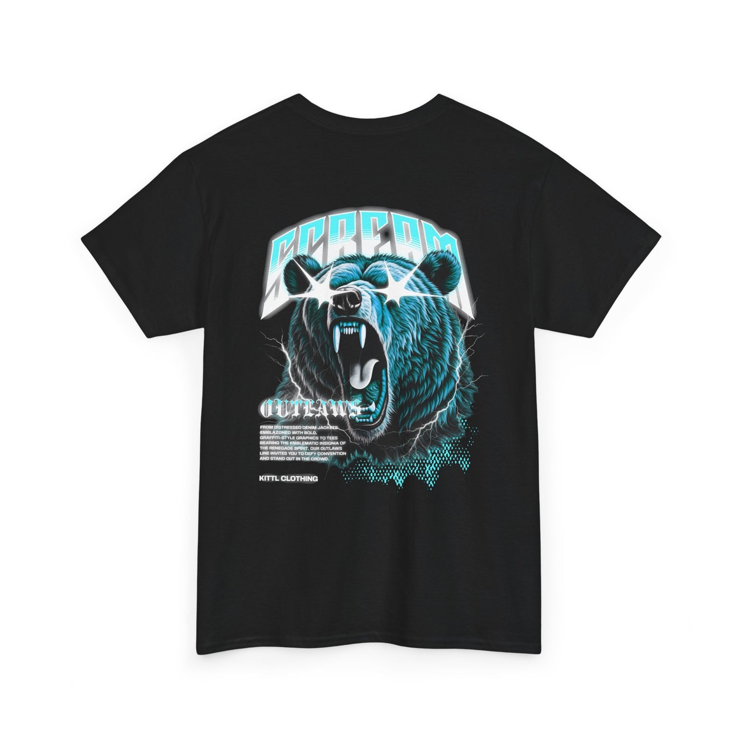 Graphic Tee — Retro Neon Roaring Bear "Screamo" Back Print