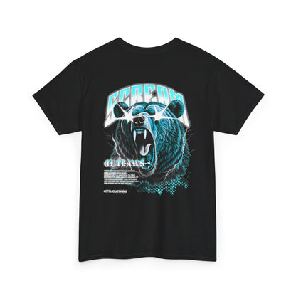 Graphic Tee — Retro Neon Roaring Bear "Screamo" Back Print