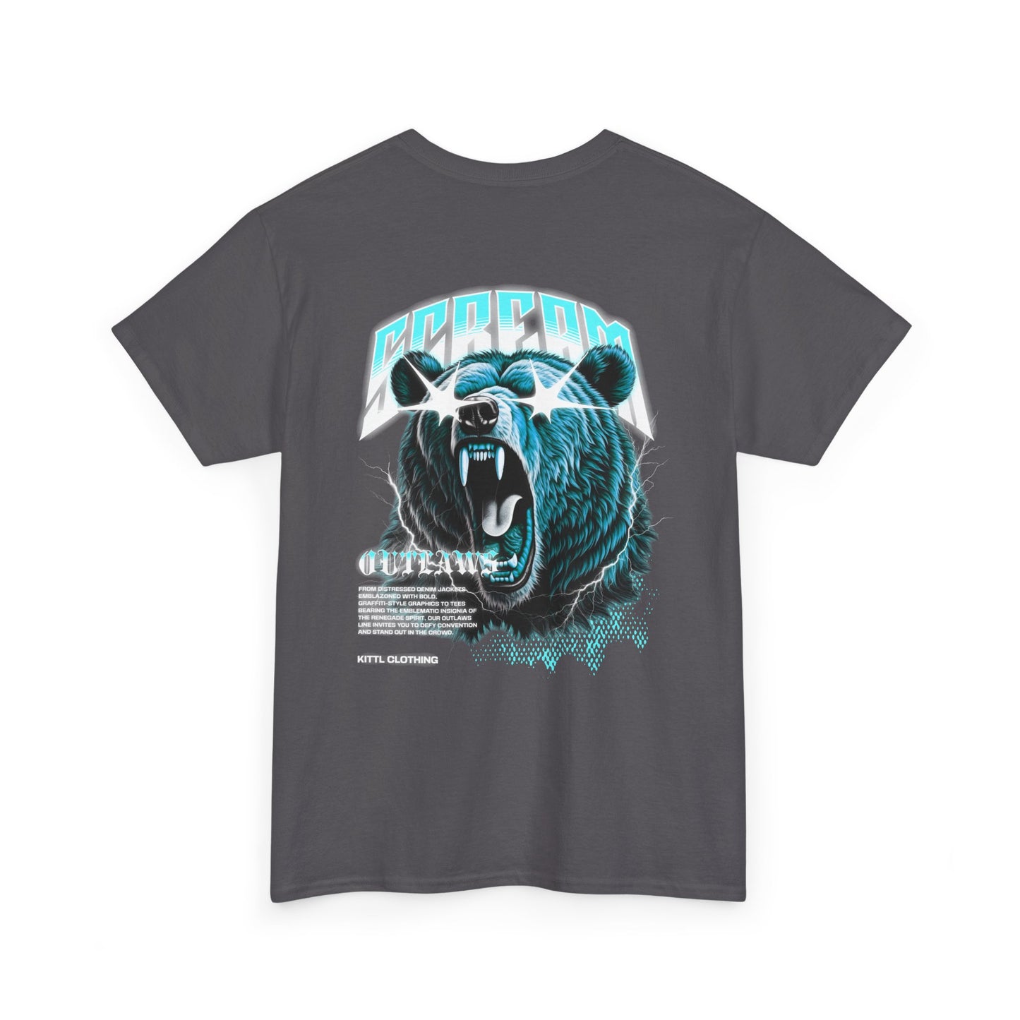Graphic Tee — Retro Neon Roaring Bear "Screamo" Back Print