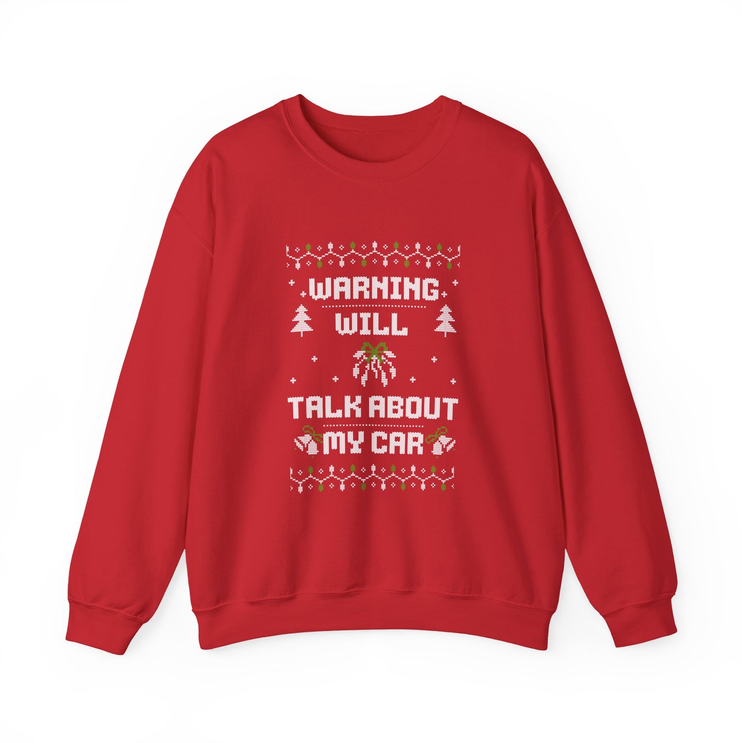 "Warning: Will Talk About My Car" Ugly Christmas Sweater