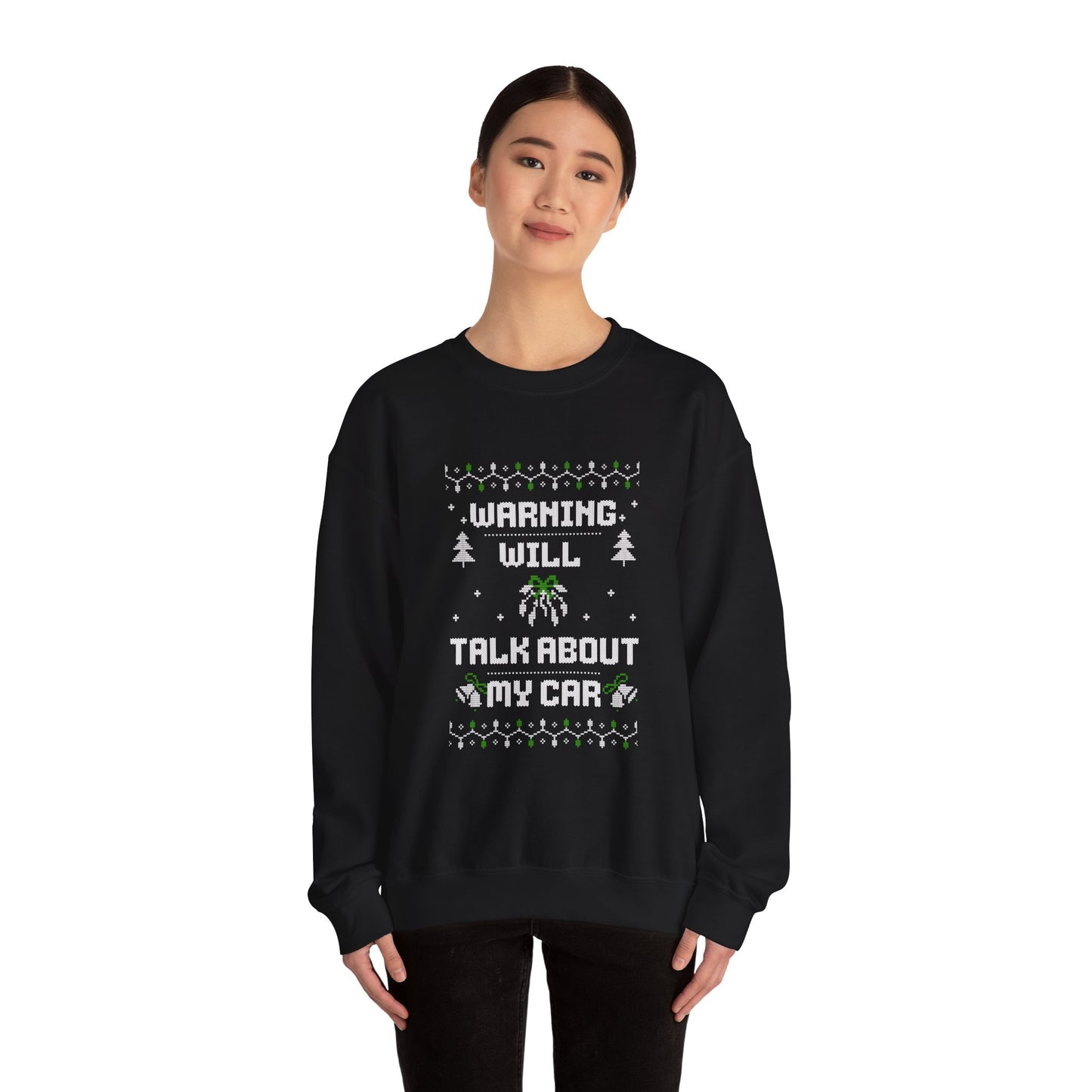 "Warning: Will Talk About My Car" Ugly Christmas Sweater