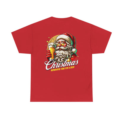Christmas Beer T-Shirt — "Christmas: Wonderful Time for a Beer" Holiday Tee